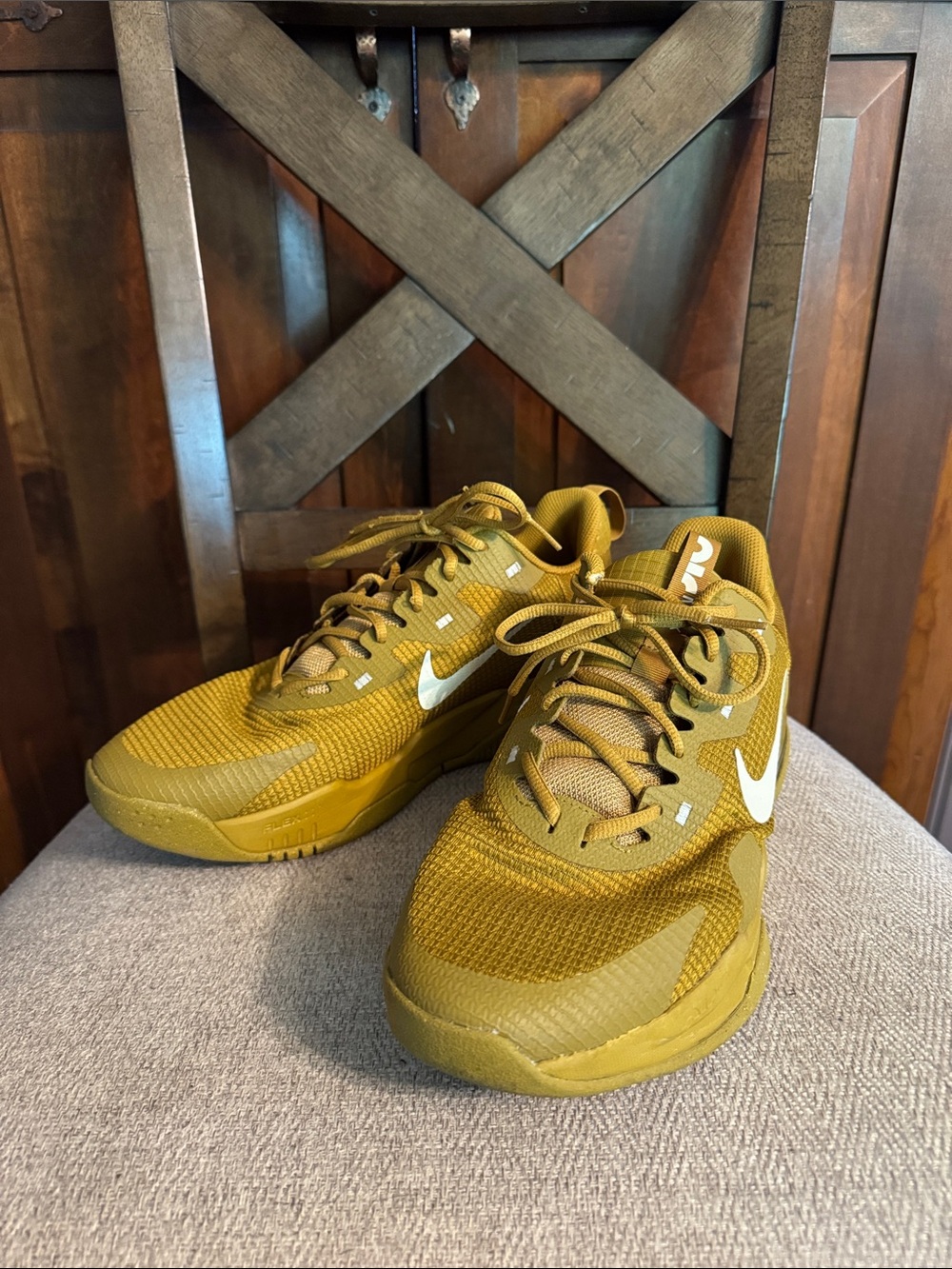 Nike Olive-Mustard Low-Top Athletic Sneakers